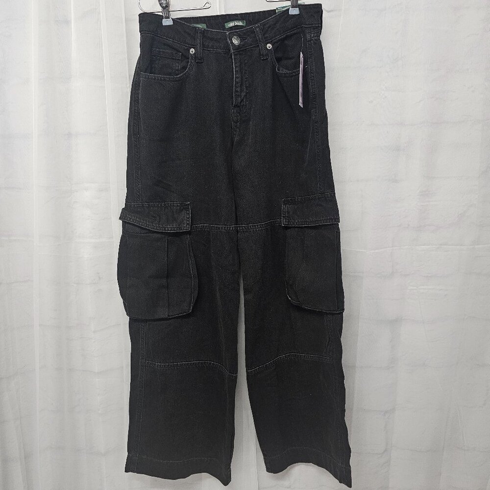 Wild Fable Jeans Black Denim Cargo Wide Leg Punk Skater 2 NWT